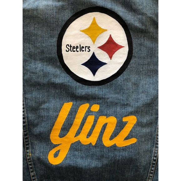 HANDPAINTED! // STEELERS JEAN JACKET - Picture 3 of 3
